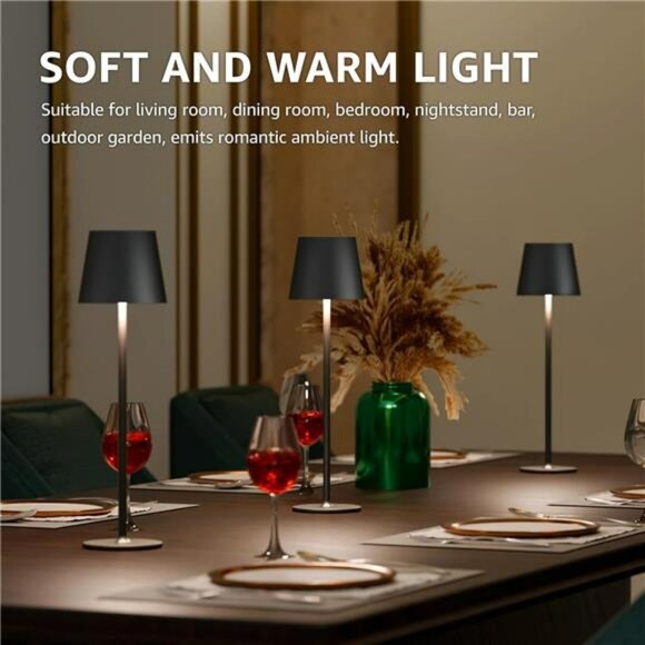 Rechargeable cordless table lamp dimmable led night light battery operated - Picture 6 of 7